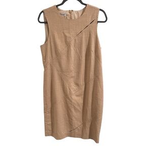 Worth New York Women's Sleeveless Wool Shift Dress With Cutouts Beige, size 10